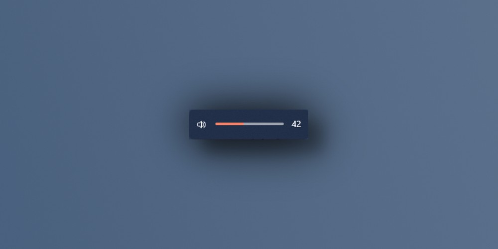 The volume slider popover menu in Windows 11, with the volume level set to 42.
