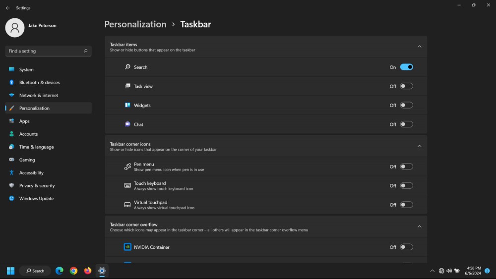 taskbar settings