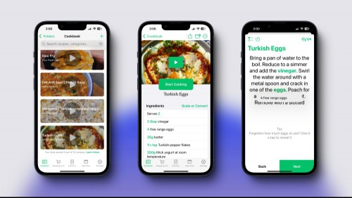 Process of cooking Instagram Reels recipe through the Pestle app.