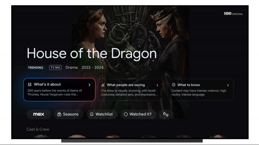 AI overviews in Google TV