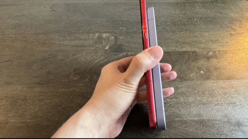 Razr Ultra, open (left) in profile vs. Pixel 9a (right) in profile