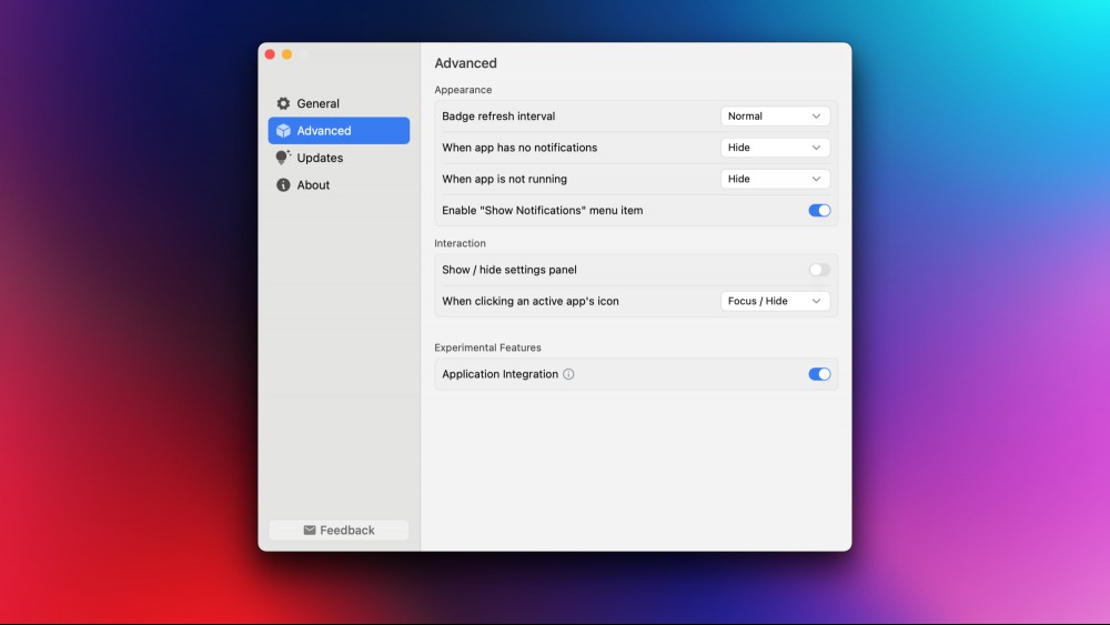 Badgeify's advanced settings page.