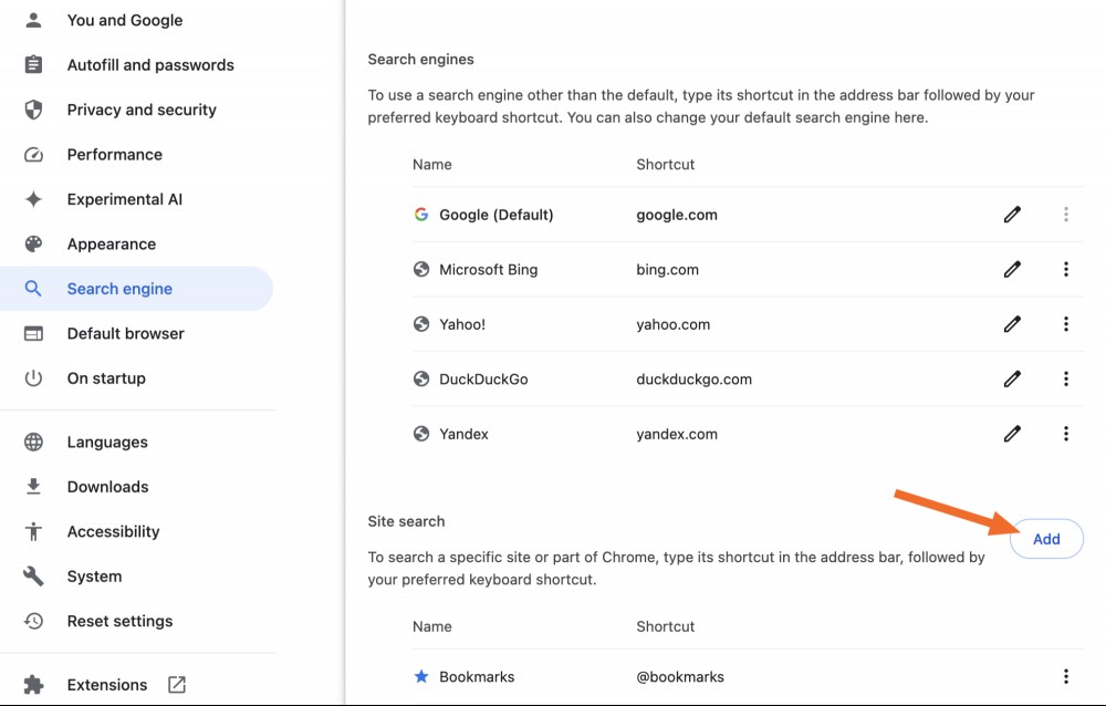 A screenshot showing where the "Add" button is