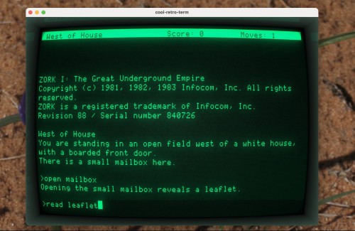 A screenshot of the Cool Retro Term app showing a the Terminal with a CRT screen effect on Mac.