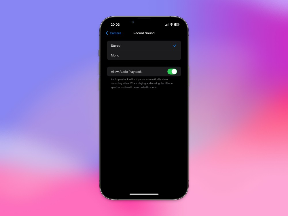 Enabling music playback while recording videos in iOS 18.