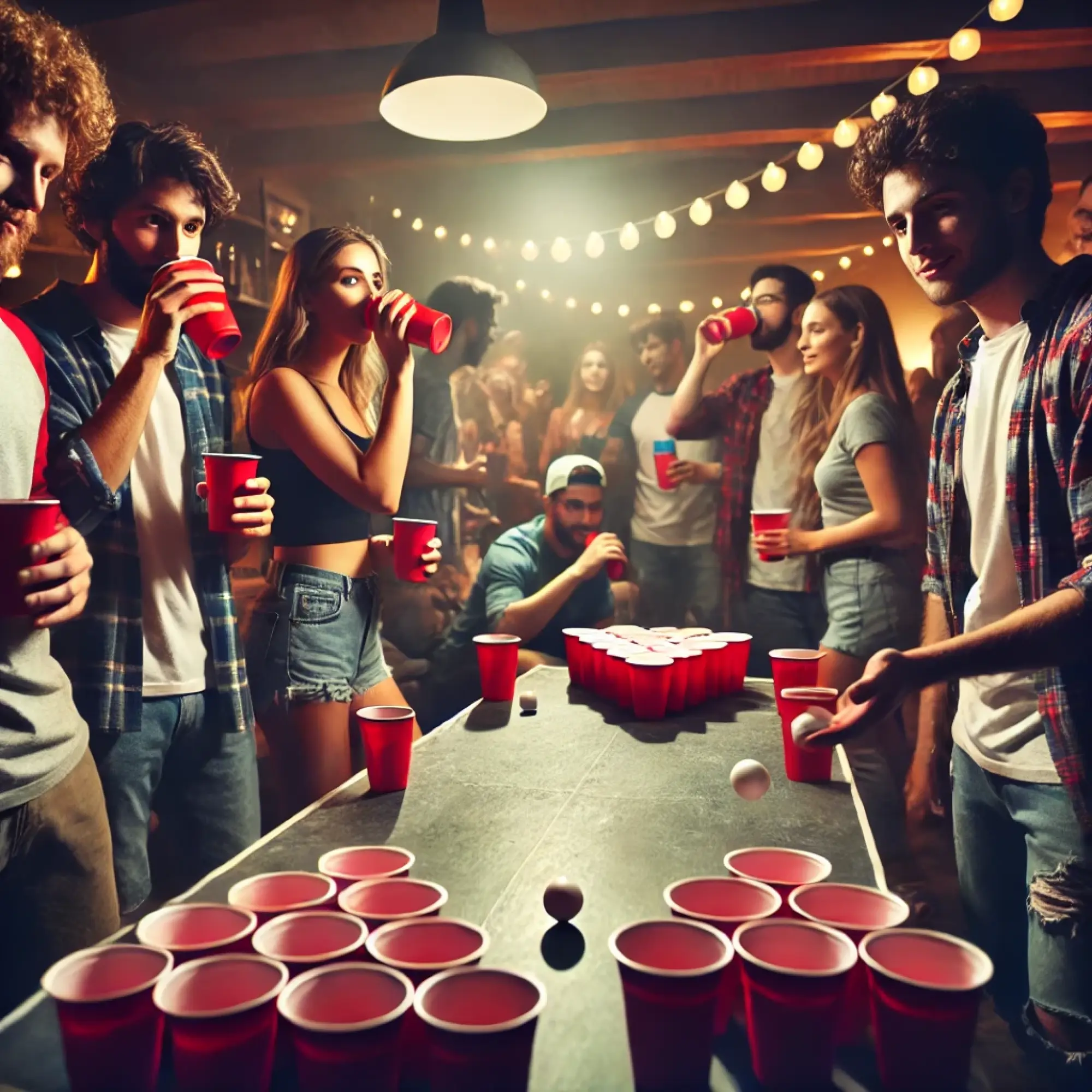 AI image of a basement party