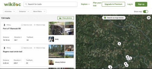 A screenshot of Wikiloc