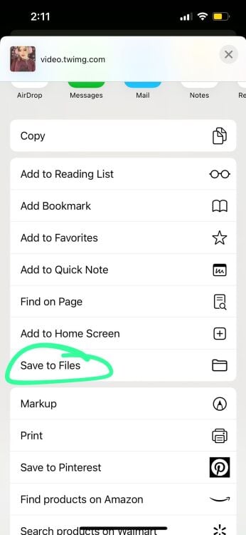 Select "Save to File" on Safari.