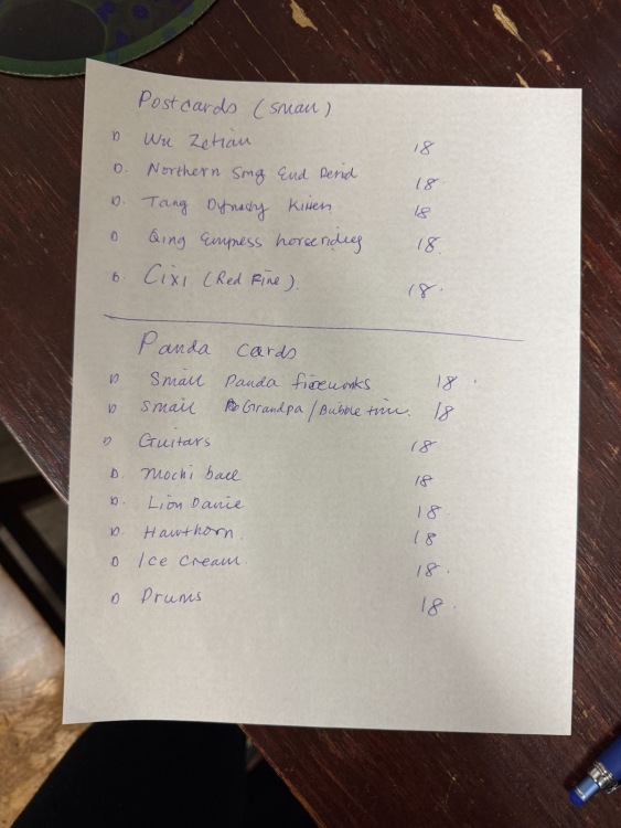 photo of inventory list written on paper