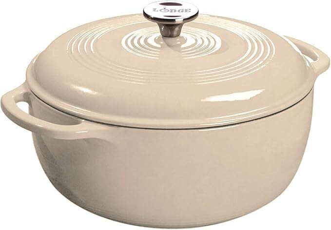 Lodge dutch oven in tan