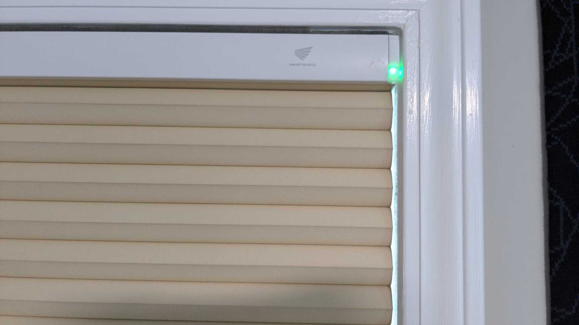 A close up of the blackout smart blind.