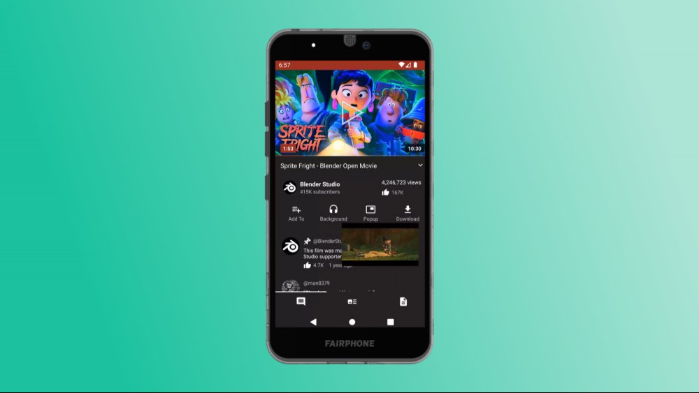 A screenshot of the NewPipe app for Android
