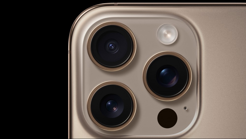 A close-up of the iPhone 16 Pro's rear cameras.