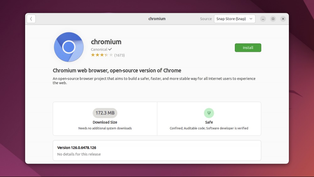 Chromium app listing
