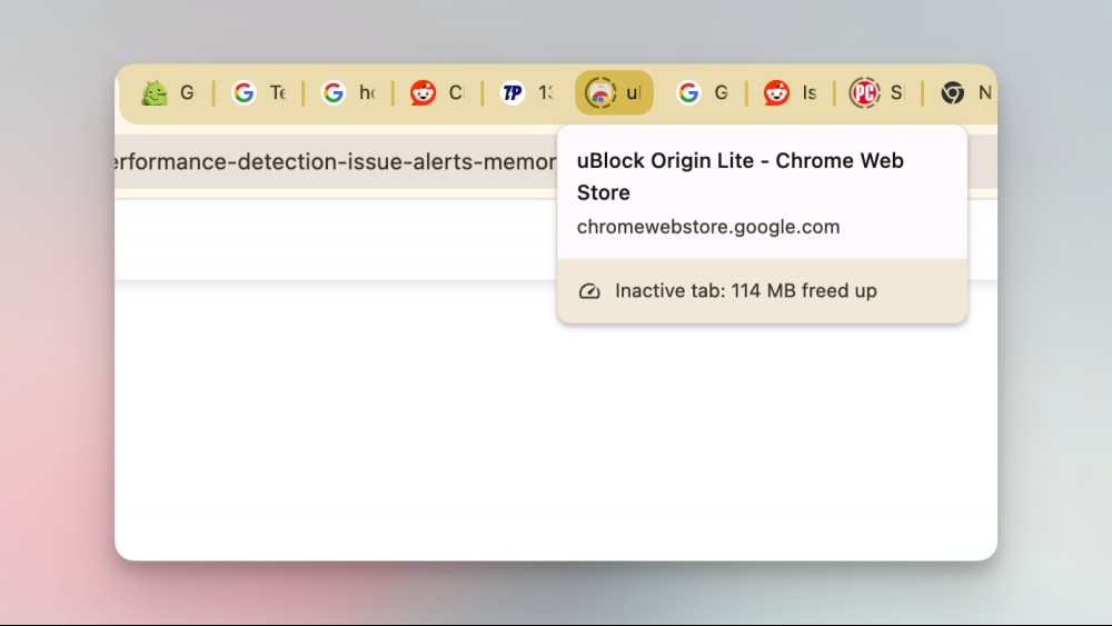 Inactive tabs in Chrome.