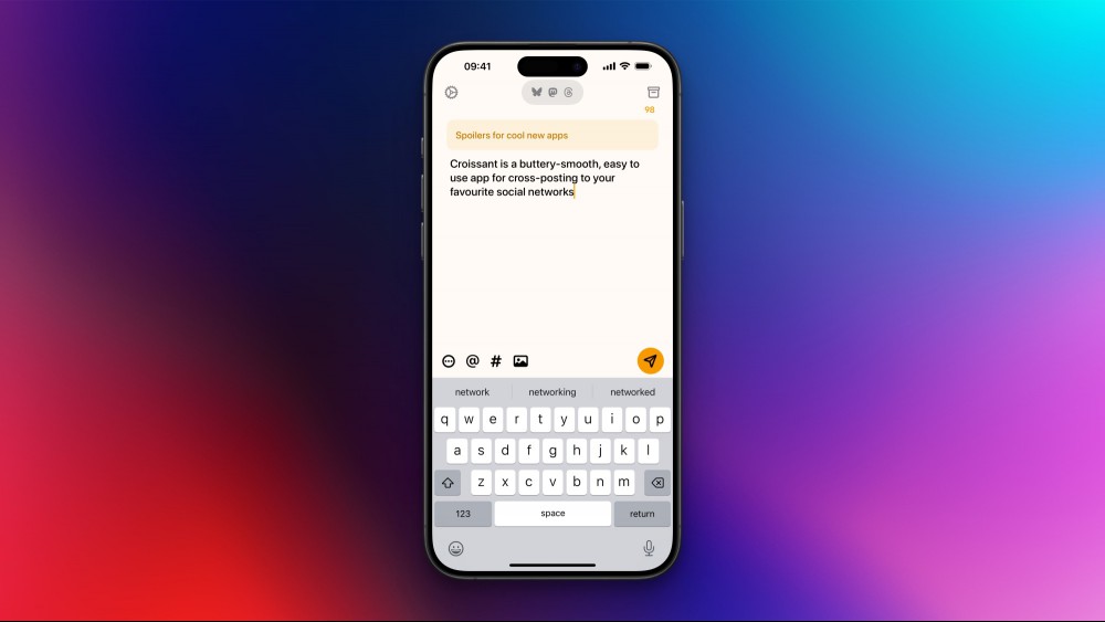 Croissant, an app that lets you post to multiple social networks at once, on an iPhone.