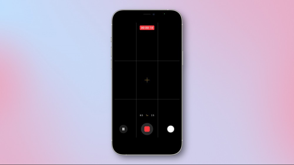 The Camera app in iOS 26 recording a video.