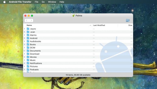 Screenshot of the Palma file system mounted on a Mac desktop