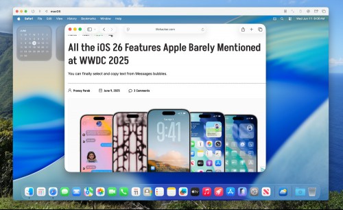 macOS Tahoe running in a virtual machine. A Lifehacker article is open in Safari