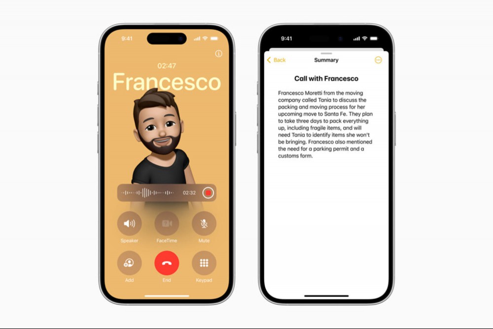 Call transcriptions example