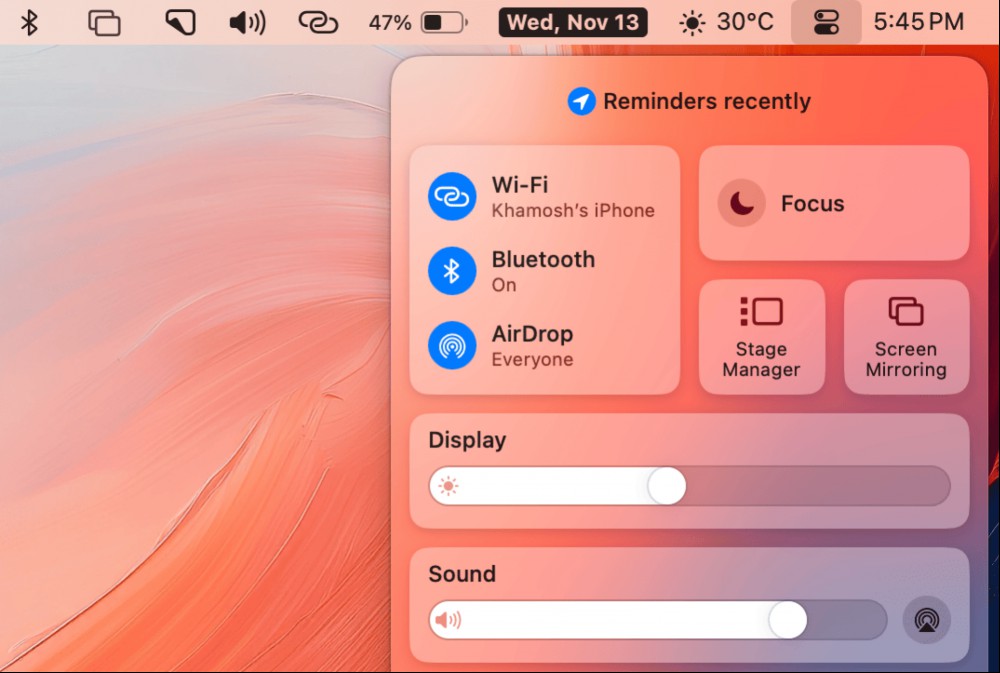 Choose Screen Mirroring from Control Center.