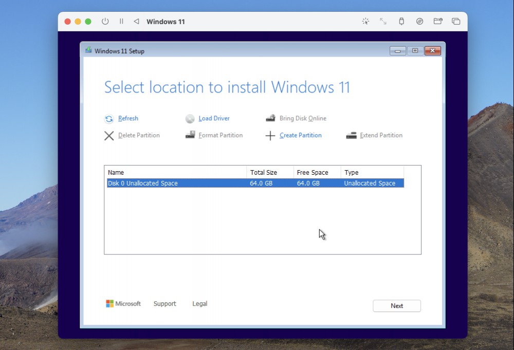 The Windows installer running in a window on macOS.