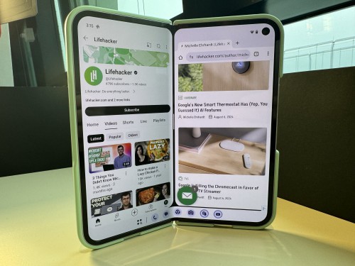 Pixel 9 Pro Fold standing upright