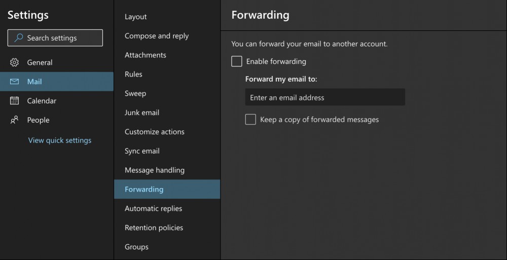 outlook email forwarding
