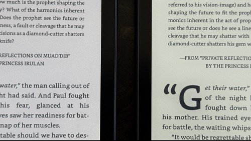 'Dune' on the Kindle Colorsoft (left) vs. 2022 Kindle Paperwhite (right)