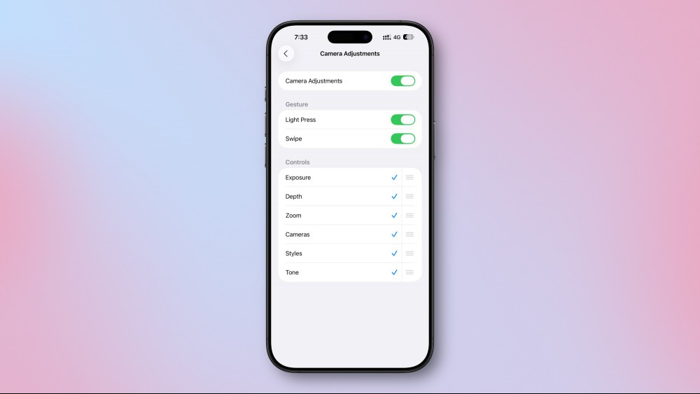 Camera Settings in iOS 26.
