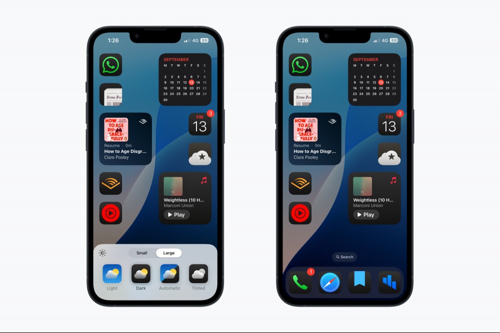 All app icons on iPhone switched to dark mode.