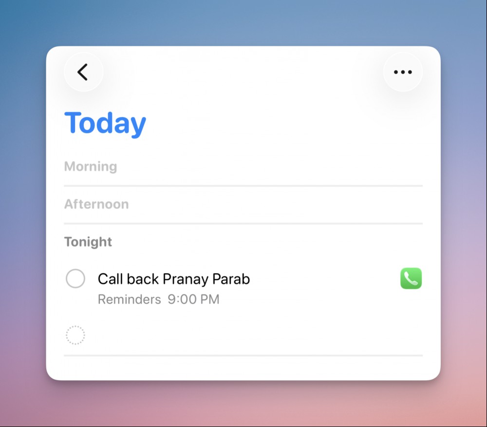 Call back option in Reminders app.