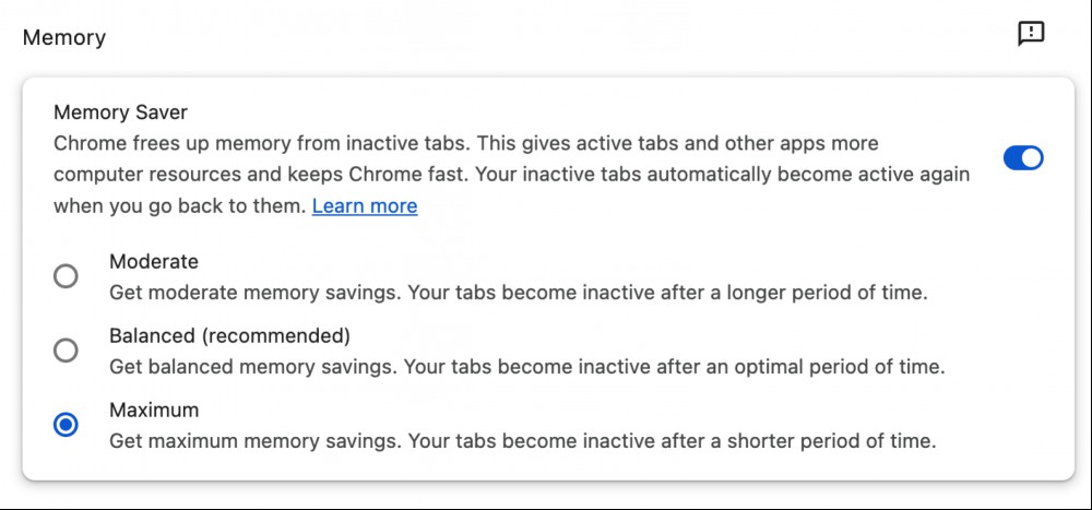 Memory management in Chrome.