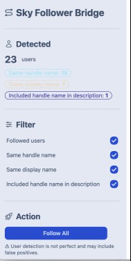 A screenshot of the Sky Follower Bridge follow settings menu
