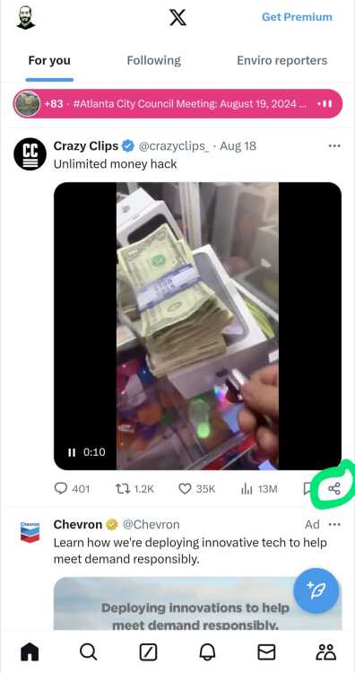 Select "Share" on Twitter.