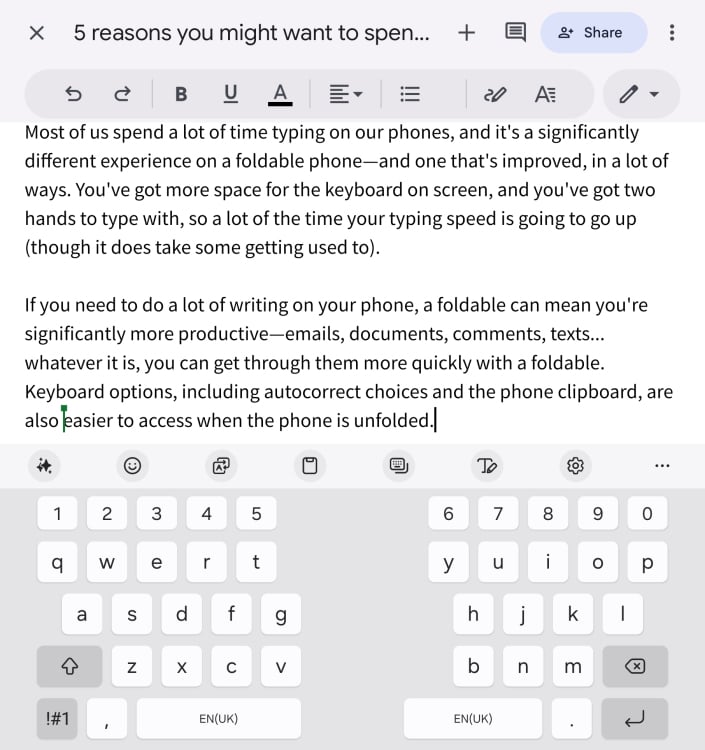 Foldable typing