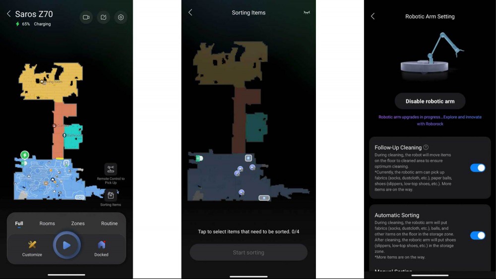 screenshots from Roborock app