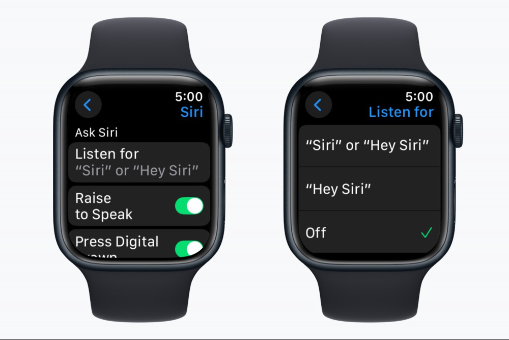 Disable Siri on Apple Watch.