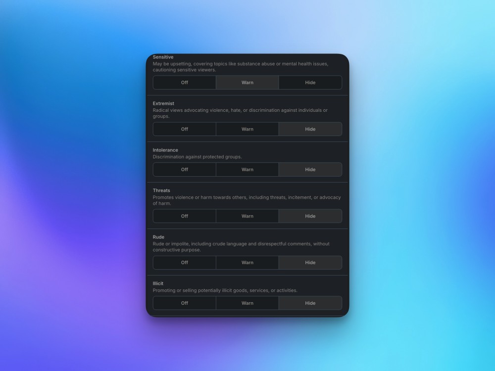 Moderation labels on Bluesky.