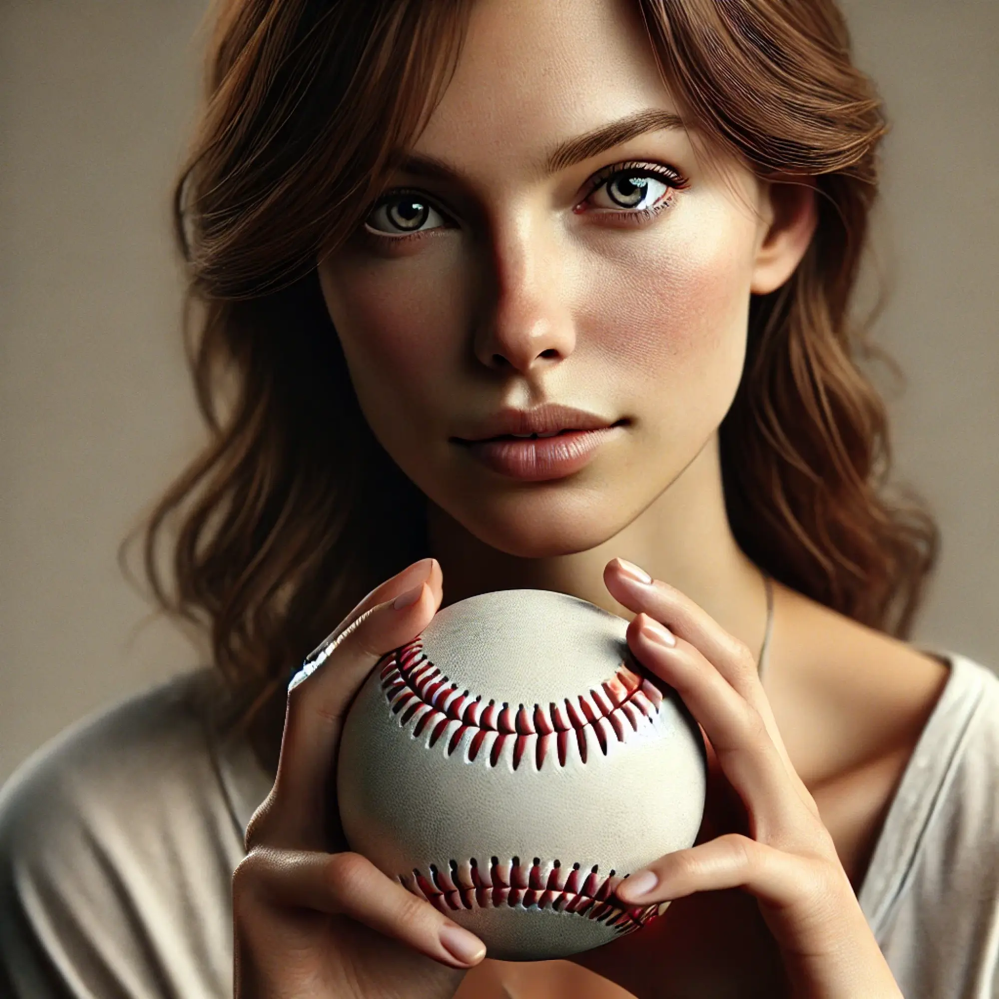 ai generated image of a woman holding a baseball
