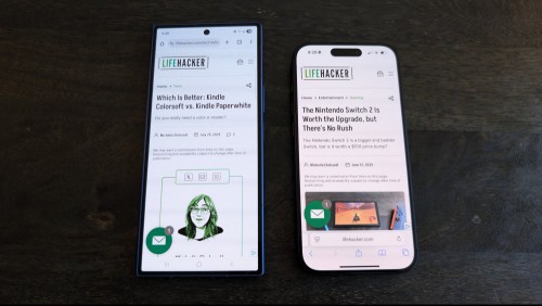 Samsung Galaxy Z Fold 7 cover screen (left) vs. iPhone 15 Pro screen (right)