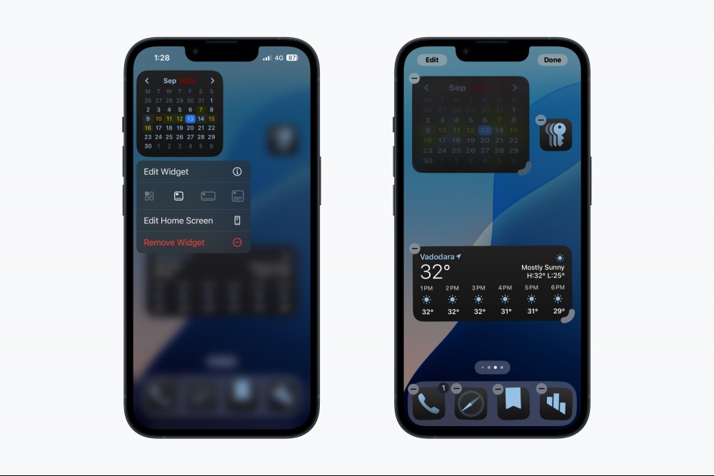Change widget size on the iPhone home screen.