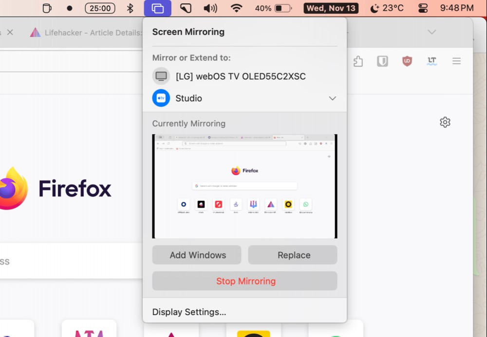 Add Windows to Screen Mirroring.