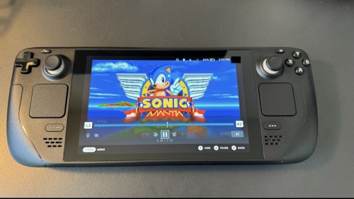 Sonic Mania running on a Steam Deck