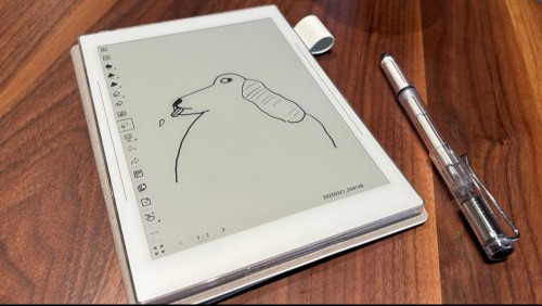 Asimple drawing of a cartoon dog on the Supernote