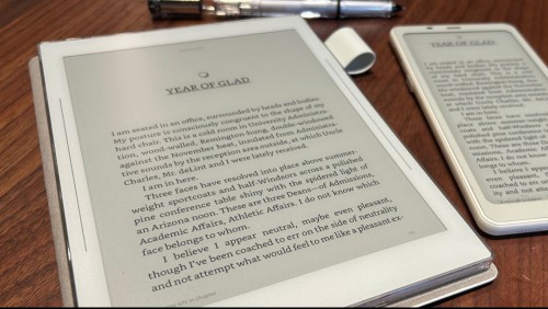 The Kindle App on the Supernote displaying a book