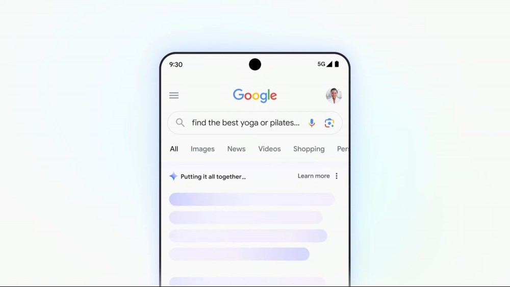 searching for yoga with Google AI