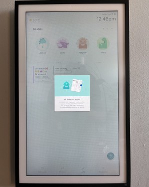 A Hearth tablet with a "Helper" pop-up notificatxion