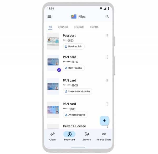 Android Files Important Tab