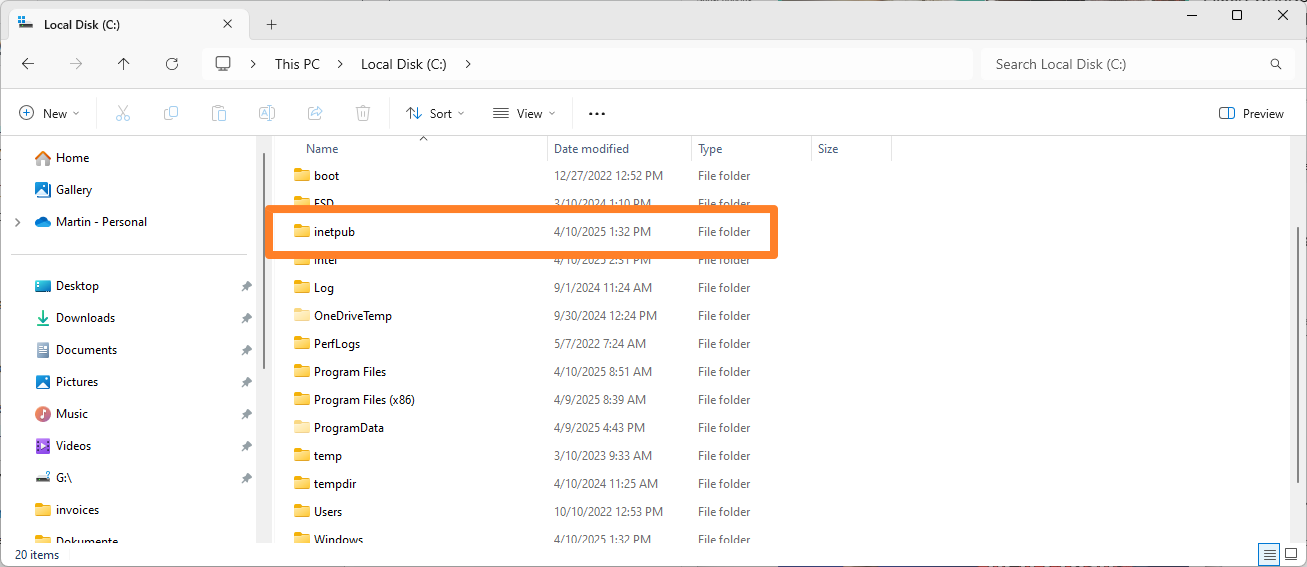 Inetpub folder